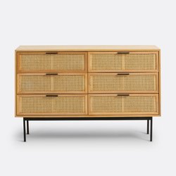 Waska Ash & Rattan Chest of 6 Drawers LA REDOUTE INTERIEURS image