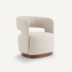 Sillón giratorio con textura, base de nogal, Jesper AM.PM image