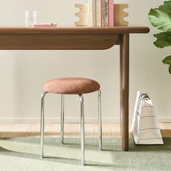 Tabouret en métal fer chromé et tissu chiné, AVINO LA REDOUTE INTERIEURS image