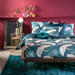 Grues Blue 100% Cotton Percale 180 Thread Count Duvet Cover LA REDOUTE INTERIEURS image