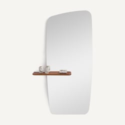 Miroir asymétrique à tablette noyer H170 cm, Nella AM.PM image