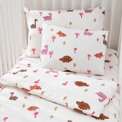 Funda de almohada de algodón para bebé, Dino Pop rosa LA REDOUTE INTERIEURS image
