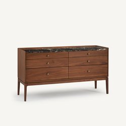 Buffet 6 tiroirs, noyer et marbre ambré, Noham AM.PM image