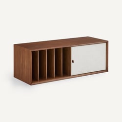 Meuble vinyles, L110 x P42 cm, en plaqué noyer et tissu, ARCHIVITA XL AM.PM image