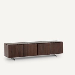 Meuble TV enfilade en noyer et travertin, Jakto AM.PM image