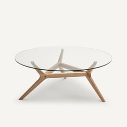 Table basse, verre trempé et chêne, diamètre 90 cm, MARICIELO AM.PM image