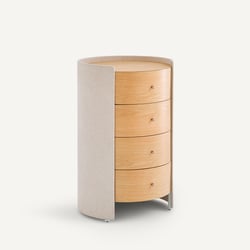 FIrmo Oak Veneer and Textured Fabrib Bedside Table AM.PM image