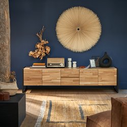 Meuble TV hifi chêne massif et métal L200 cm, Hiba LA REDOUTE INTERIEURS image