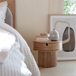 Tamita 1-Drawer Fluted Base Bedside Table LA REDOUTE INTERIEURS image