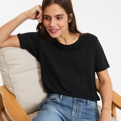 Linen Crew Neck T-Shirt with Short Sleeves LA REDOUTE COLLECTIONS image