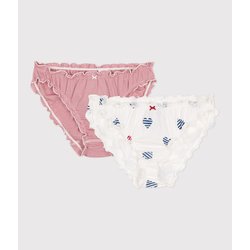 Pack of 2 Knickers in Cotton with Ruffles PETIT BATEAU image