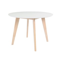Table scandinave ronde blanc et bois D100 cm LEENA MILIBOO image