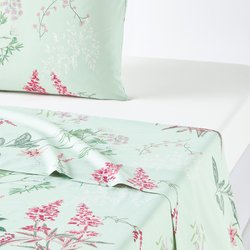 Isoline Floral 100% Cotton Percale 200 Thread Count Flat Sheet LA REDOUTE INTERIEURS image