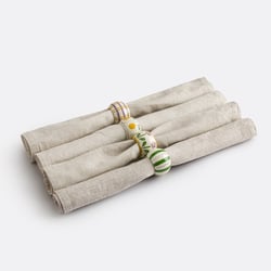Lot de 4 ronds de serviette en manguier, motif champêtre et rayures, HALIA LA REDOUTE INTERIEURS image