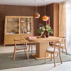 Vetrina in frassino massiccio e impiallacciatura in rovere, 4 ante, altezza 180 cm, Tress LA REDOUTE INTERIEURS image