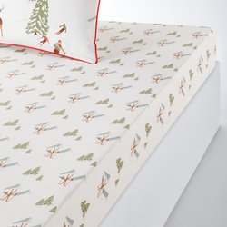 St Moritz Alpine 100% Cotton Percale 200 Thread Count 30cm Fitted Sheet LA REDOUTE INTERIEURS image