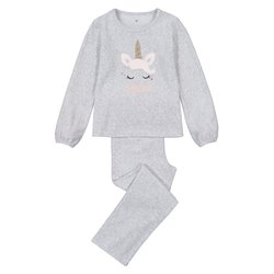 Pyjama in fluweel, geborduurde eenhoorn LA REDOUTE COLLECTIONS image