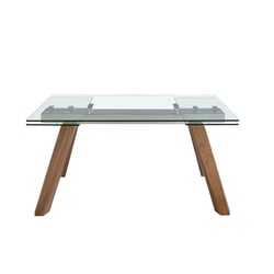 Table à manger à rallonge rectangulaire verre trempé et noyer ANGEL CERDA image