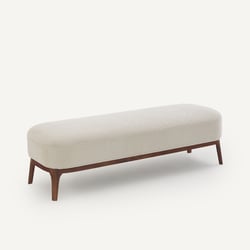 Banc, bout de lit pied, en noyer massif et tissu texturé, JABOTE AM.PM image