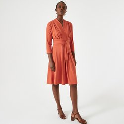 Vestido evasé de tejido vaporoso, con mangas 3/4 ANNE WEYBURN image
