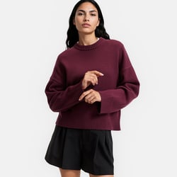 Pull col rond, en laine et coton mélangés LA REDOUTE COLLECTIONS image