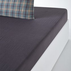 Check 100% Cotton Muslin 200 Thread Count Fitted Sheet LA REDOUTE INTERIEURS image