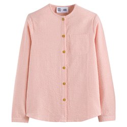 Chemise col mao, manches longues, seersucker rayé FRANGIN FRANGINE X LA REDOUTE image