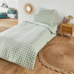 Veldi Green Gingham 100% Cotton Child's Duvet Cover LA REDOUTE INTERIEURS image