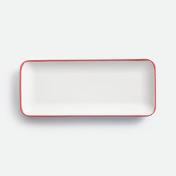 Plat de présentation liseré rouge et blanc, en porcelaine, CANDIE LA REDOUTE INTERIEURS image