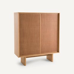 Buffet haut vaisselier chêne et cuir, Propono AM.PM image