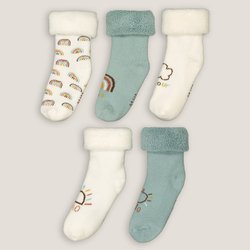 Pack of 5 Pairs of Rainbow-Themed Socks in Organic Cotton Mix LA REDOUTE COLLECTIONS image