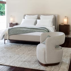 Lit double avec sommier assemblé, en tissu texturé, JABOTE AM.PM image