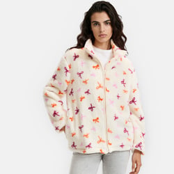 Bow print sherpa lounge jacket SO'HOME image