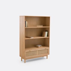 Bücherregal Loris, Eichenfurnier und Rattan SO'HOME image