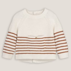 Pull col rond en grosse maille, boutonné dos LA REDOUTE COLLECTIONS image