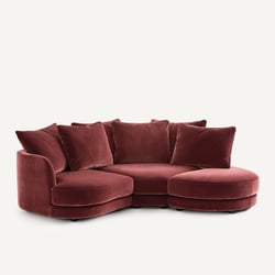 Halve bank links, afgerond, modulair, van fluweel, TIBERIO AM.PM image