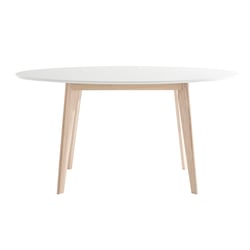 Table scandinave ovale blanche et bois clair L150 cm LEENA MILIBOO image