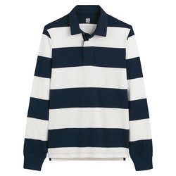 Polo de algodón orgánico y manga larga, de rayas LA REDOUTE COLLECTIONS image