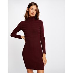 Vestido-camisola em malha fina, gola subida MORGAN