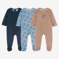 Lot de 3 pyjamas 1 pièce, en velours, motif chien LA REDOUTE COLLECTIONS image