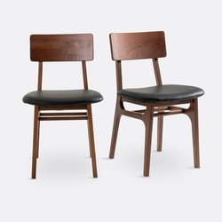2er-Set Stühle Larsen, Nussbaum und Leder LA REDOUTE INTERIEURS image