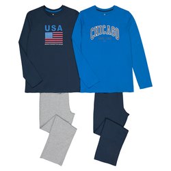 2er-Pack Pyjamas, Baumwolle, Flaggenprint LA REDOUTE COLLECTIONS image