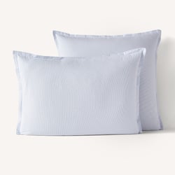 Sabbal Washed Cotton Percale Striped Pillowcase 300 Thread Count AM.PM image