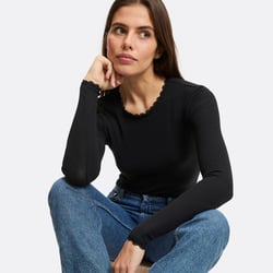 Slim Fit Crew Neck Lace Detail T-Shirt LA REDOUTE COLLECTIONS image