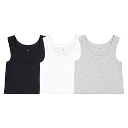 Lot de 3 débardeurs courts unis en coton LA REDOUTE COLLECTIONS image