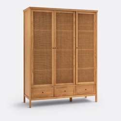 Gabin Solid Pine & Rattan Triple Wardrobe LA REDOUTE INTERIEURS image