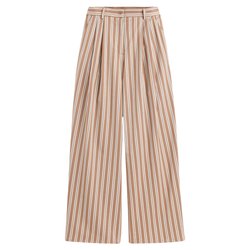 Striped Wide Leg Trousers with High Waist, Length 31.5" CLARAMONTE X LA REDOUTE image