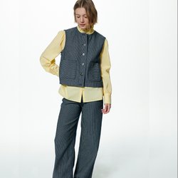 Veste sans manches, coupe droite, denim à rayures LA REDOUTE COLLECTIONS image
