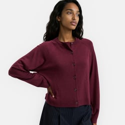 Cárdigan de cuello redondo de punto fino, 100% lana LA REDOUTE COLLECTIONS image