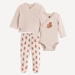 Kit naissance 3 pièces, body, veste et pantalon, motif oursons LA REDOUTE COLLECTIONS image